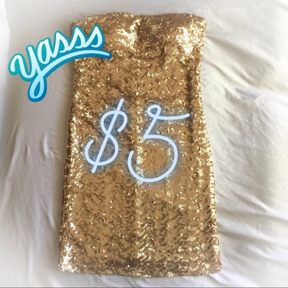 Forever 21 Dresses & Skirts - Forever 21 Gold Sequined Mini Party Dress